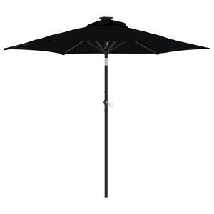 vidaXL Parasol ogrodowy LED, stalowy słupek, czarny, 225x225x212 cm