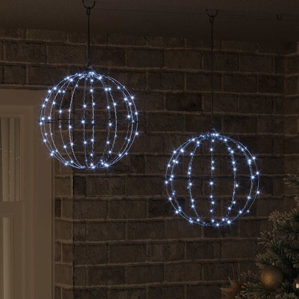 vidaXL Piłka 2 pcs Zimna biel 31,5 x 31,5 x 32 cm Metal