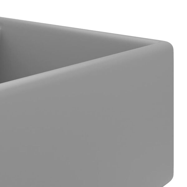 vidaXL Kwadratowa umywalka z przelewem, matowa jasnoszara, 41x41 cm