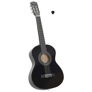 vidaXL Gitara klasyczna dla początkujących i dzieci, czarna, 1/2, 34"