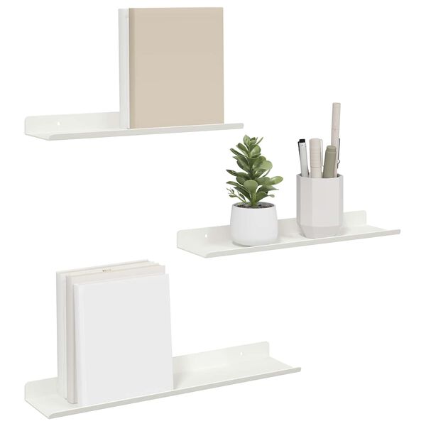 vidaXL P&oacute;łka wisząca 3 pcs Biały 40 x 9 x 2,5 cm Stal