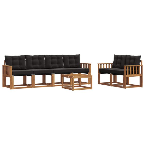 vidaXL Zestaw sof na zewnątrz z poduszką 7 pcs Naturalny i czarny