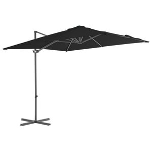 vidaXL Parasol wiszący ze stalowym słupkiem, 250x250 cm, czarny