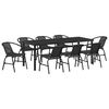vidaXL Zestaw do jadalni w ogrodzie 9 pcs Czarny