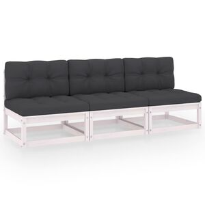 vidaXL 3-osobowa sofa z poduszkami, lite drewno sosnowe