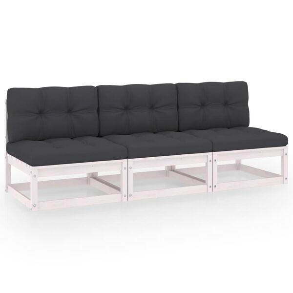 vidaXL 3-osobowa sofa z poduszkami, lite drewno sosnowe