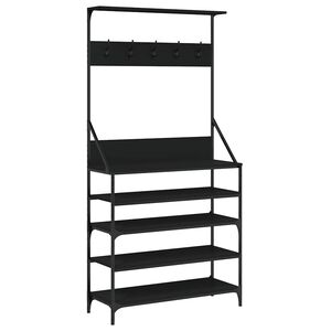 vidaXL Wieszak na ubrania z miejscem na buty, czarny, 90x34x184 cm