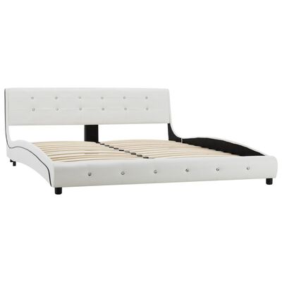 vidaXL Rama łóżka, biała, sztuczna skóra, 160 x 200 cm