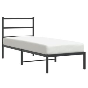 vidaXL Metalowa rama ł&oacute;żka z wezgłowiem, czarna, 75x190 cm