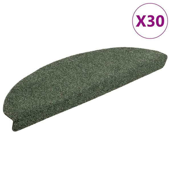 vidaXL Maty na schody samoprzylepne 30 szt. 65x21x4 cm Zielone półokrągłe duże