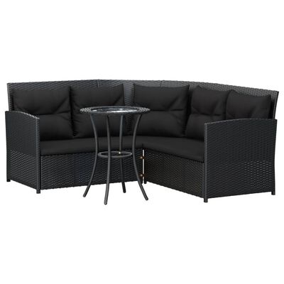 vidaXL 2-cz. sofa narożna z poduszkami, czarna, polirattan