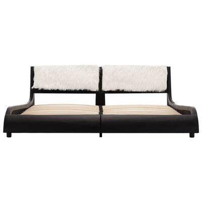 vidaXL Rama łóżka, czarno-biała, sztuczna skóra, 150x200 cm
