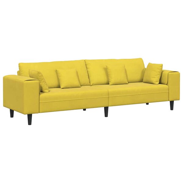 vidaXL Sofa z poduszką Ż&oacute;łty 250 x 77 x 76 cm Aksamit