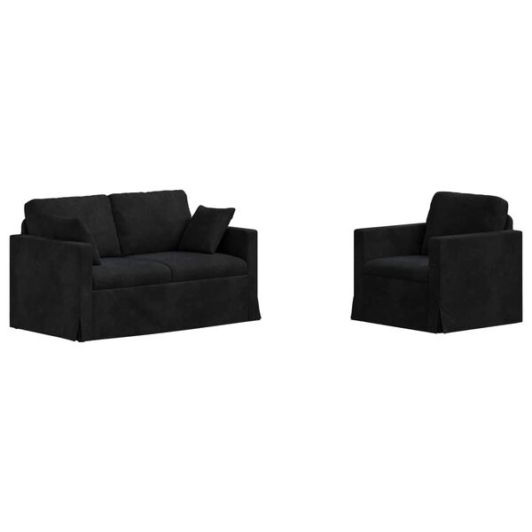 vidaXL Sofa 2 pcs Czarny