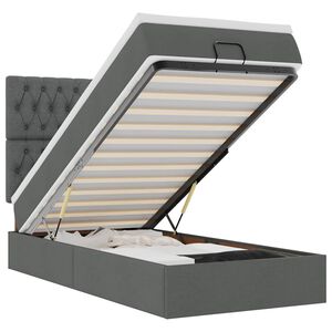 vidaXL Ł&oacute;żko otomana z materacem i LED, ciemnoszary, 90x200 cm tkanina