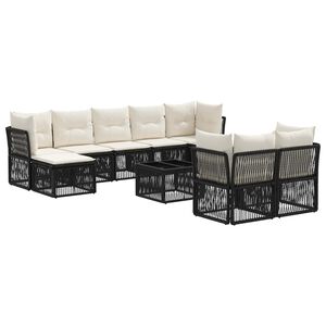 vidaXL Zestaw Sof na Ogr&oacute;d 10 pcs Czarny polirattan