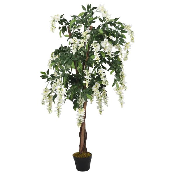 vidaXL Sztuczna wisteria, 840 liści, 120 cm, zielono-biała
