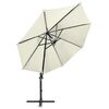 vidaXL Parasol wiszący z lampkami LED i słupkiem, 300 cm, piaskowy