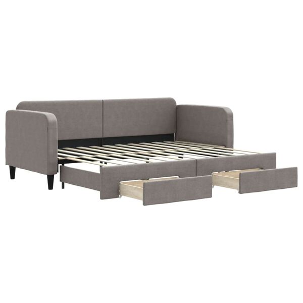 vidaXL Sofa rozsuwana z szufladami, taupe, 80x200 cm, tkanina