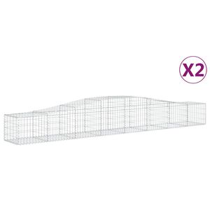 vidaXL Kosze gabionowe, 2 szt, 400x50x40/60 cm, galwanizowane żelazo