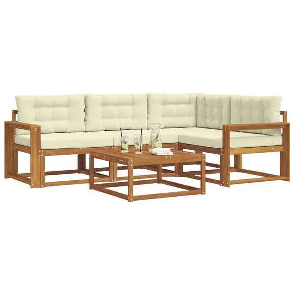 vidaXL Zestaw sof na zewnątrz z poduszką 5 pcs Naturalny i Kremowy