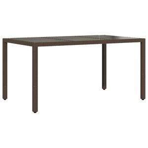 vidaXL St&oacute;ł ogrodowy ze szklanym blatem, brąz, 150x90x75cm, polirattan