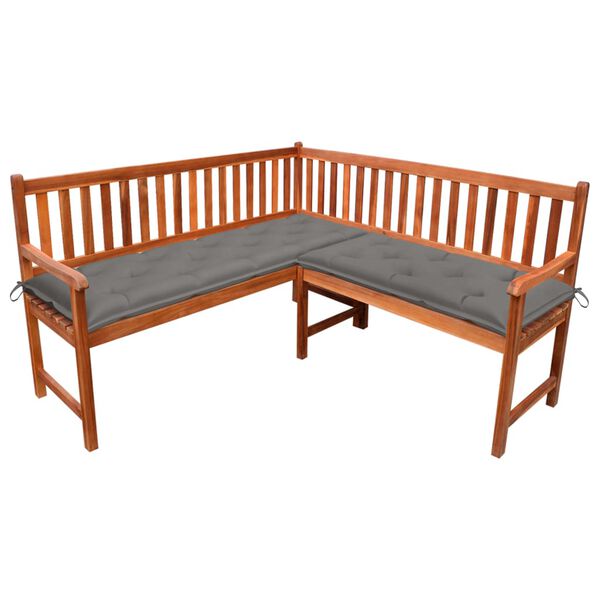 vidaXL Narożna ławka ogrodowa z poduszkami, 150 cm, drewno akacjowe