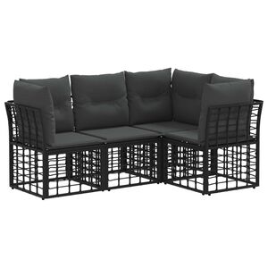 vidaXL Zestaw sof na zewnątrz z poduszką 4 pcs Czarny Poliester