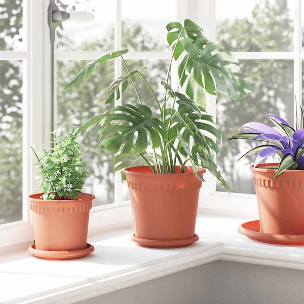 vidaXL Okrągła doniczka na kwiaty 24 pcs Czerwony ceglasty