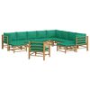vidaXL 12-cz. zestaw mebli do ogrodu, zielone poduszki, bambus