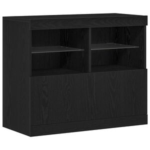 vidaXL Komoda LED Czarny 81 x 37 x 66,5 cm Drewno inżynieryjne