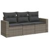 vidaXL 3-częściowa sofa do ogrodu, z poduszkami, szara, polirattanowa