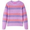 Sweter dziecięcy z dzianiny, w paski, liliowo-r&oacute;żowy, 116