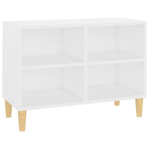 vidaXL Szafka pod TV z drewnianymi n&oacute;żkami, biała, 69,5x30x50 cm