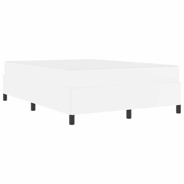 vidaXL Ramka ł&oacute;żka z materacem Biały 140 x 200 cm tkanina