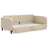 vidaXL Sofa rozsuwana z szufladami, kremowa, 100x200 cm, tkanina