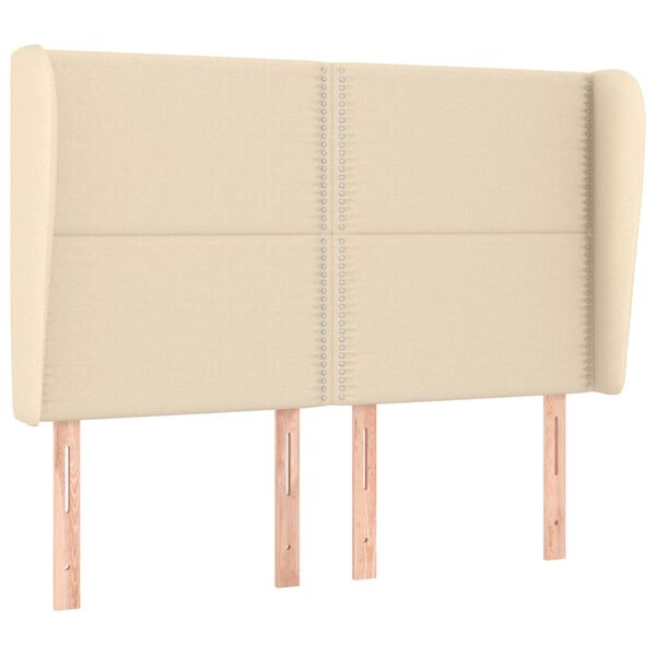 vidaXL Zagł&oacute;wek uszak, kremowy, 147x23x118/128 cm, tkanina