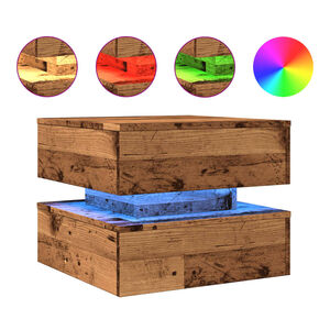 vidaXL Stolik kawowy z oświetleniem LED, stare drewno, 50x50x40 cm