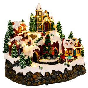 vidaXL Świąteczna wioska z pociągiem SALO 25,5 x 20 x 23 cm żywica