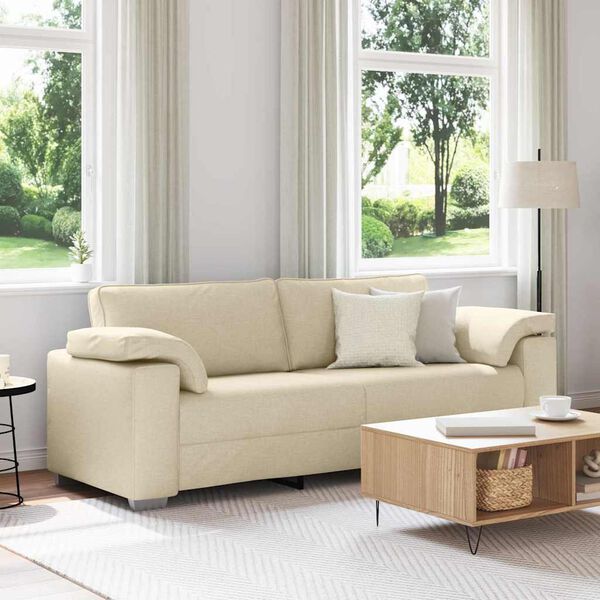 vidaXL Sofa Kremowy 219 x 77 x 82 cm tkanina