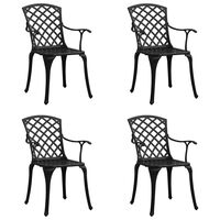 vidaXL Krzesła ogrodowe 4 szt., odlewane aluminium, czarne