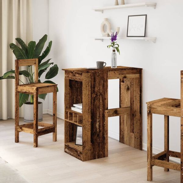 vidaXL Stolik barowy z przegródkami, stere drewno, 90x47,5x103,5 cm