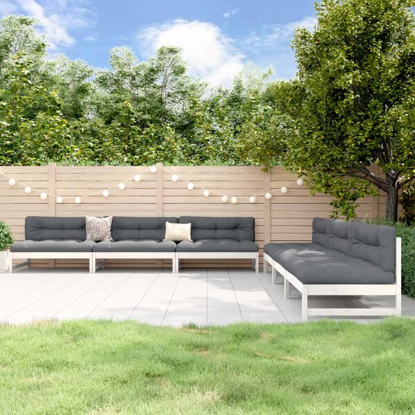 vidaXL 6-cz. zestaw mebli barowych do ogrodu, biały, drewno sosnowe