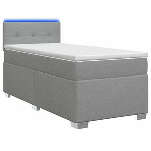 vidaXL Ł&oacute;żko Box Spring z materacem i LED jasnoszary Pojedynczy