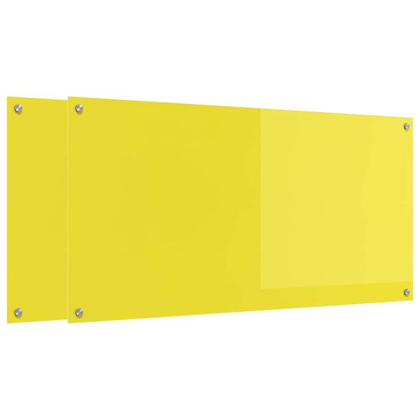 vidaXL Przód kuchenny 2 pcs Żółty 120 x 60 cm szkło hartowane