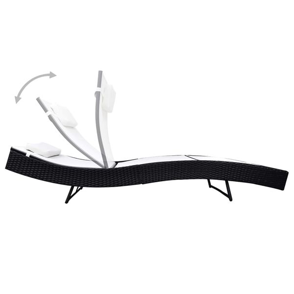 vidaXL Leżak, rattan PE, czarny
