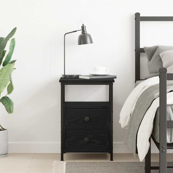 vidaXL Szafka nocna, czarny dąb, 34x35,5x50cm, materiał drewnopochodny