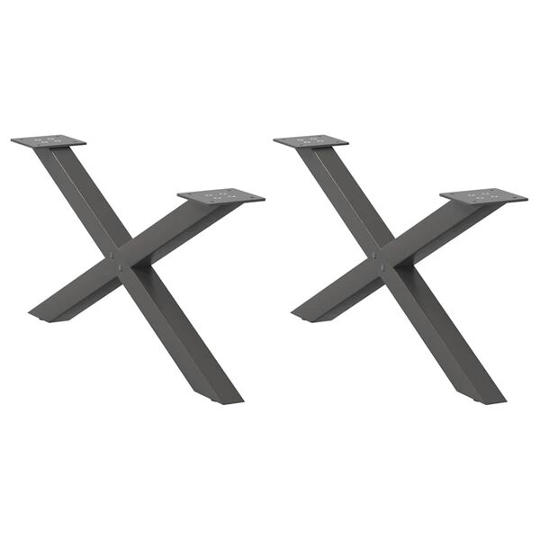 vidaXL Nogi do stolika kawowego w kształcie litery X 2 szt. Antracyt 70x(30-31) cm Stal