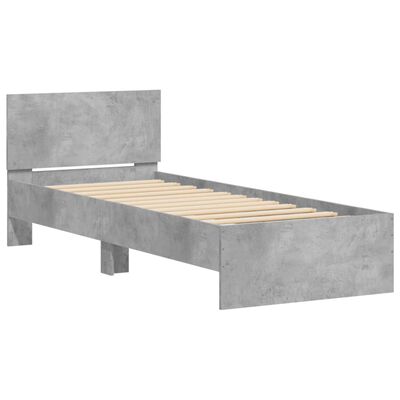 vidaXL Rama łóżka z wezgłowiem, szarość betonu, 75x190 cm