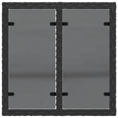 vidaXL Stół ogrodowy ze szklanym blatem, czarny, 55x55x37cm, rattan PE